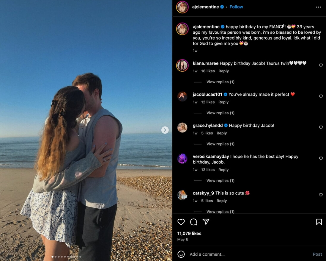 AJ Clementine shares photos celebrating her partner’s birthday to Instagram