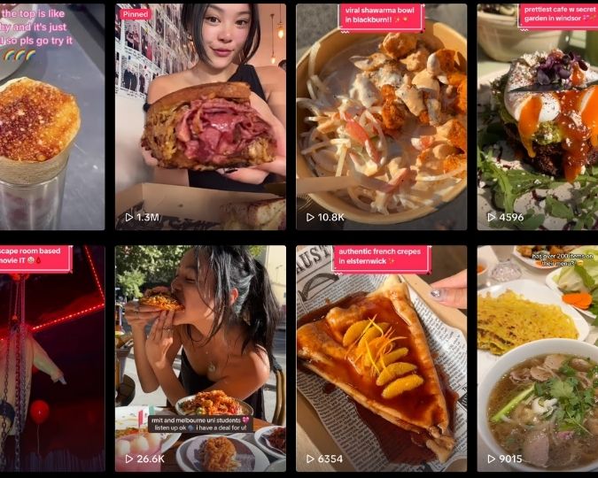 Screenshot of melbfoodieee’s TikTok feed
