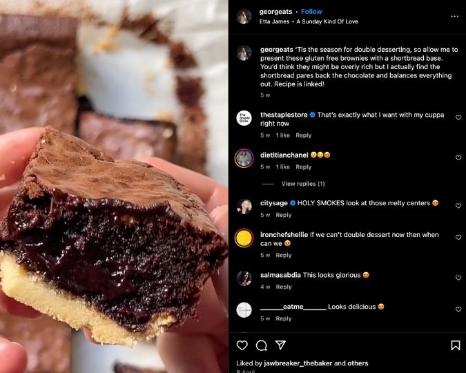 Georgeats shares a shortbread brownie recipe Reel to Instagram
