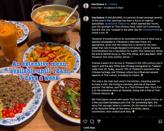 Paul Kristoff shows his Instagram followers around Yaowarat in Melbourne