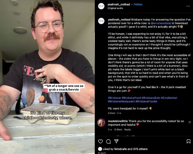 Zac Williams does a deep dive on Newstead local EVRA for his Instagram audience