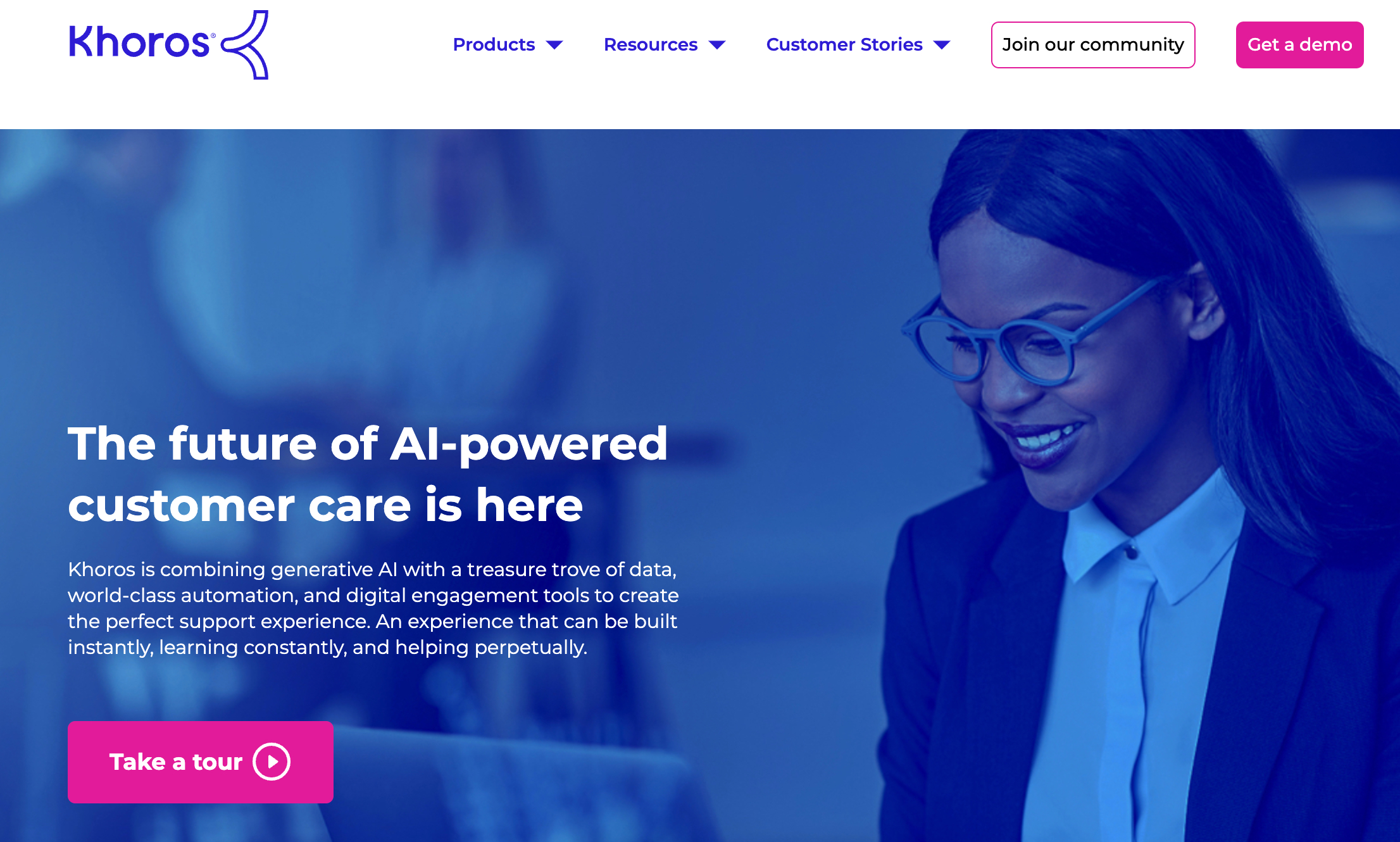 Khoros's homepage. 