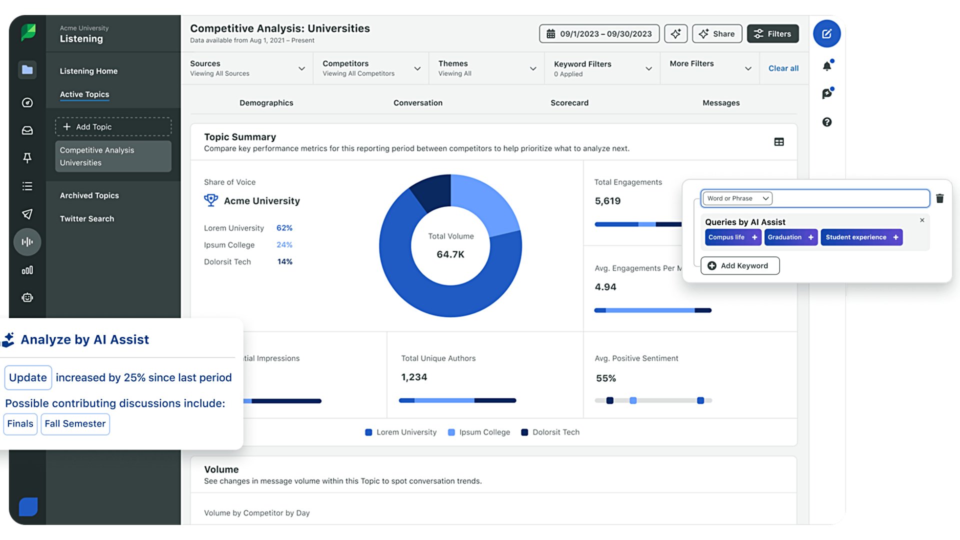 A demonstration of how to sort metrics for a Sprout Social Competitor Posts report