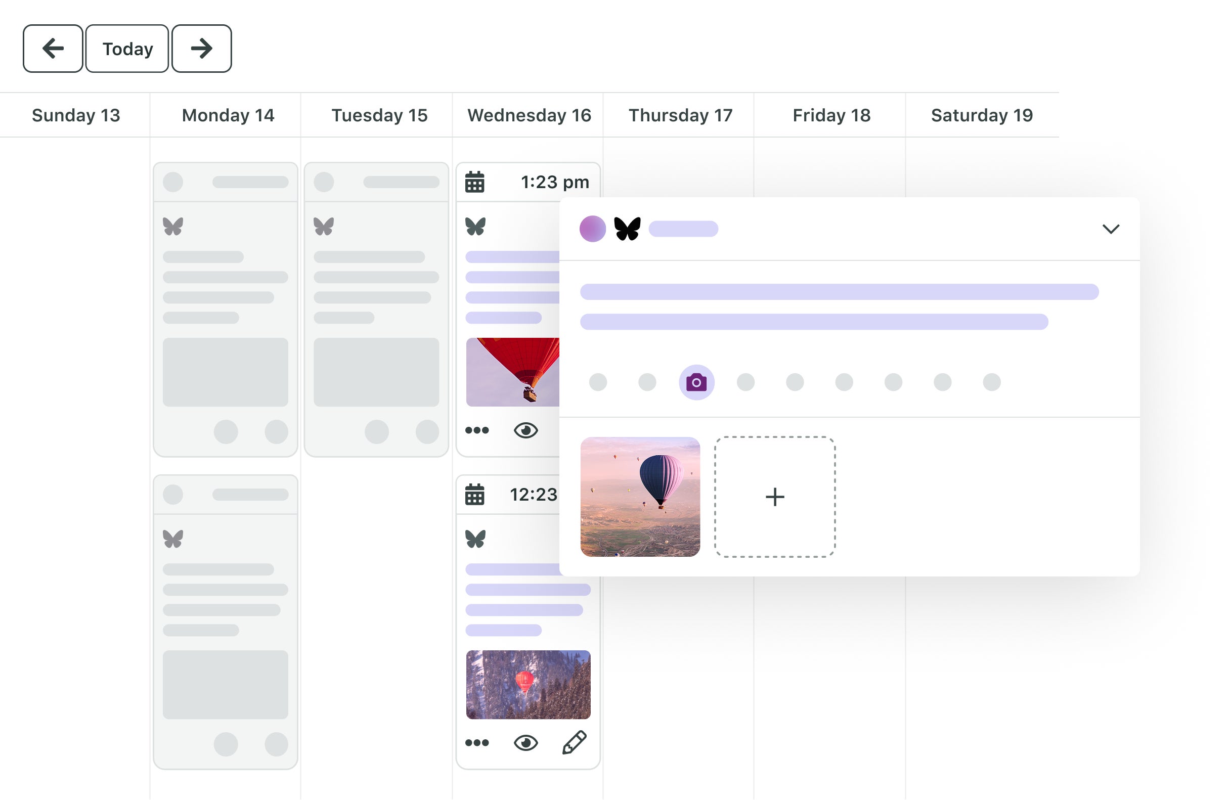 Sprout Social publishing calendar showing different posts on a calendar 