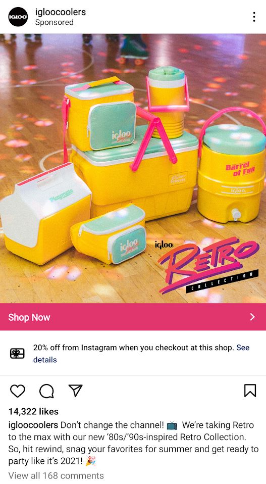 social media advertising example on Instagram