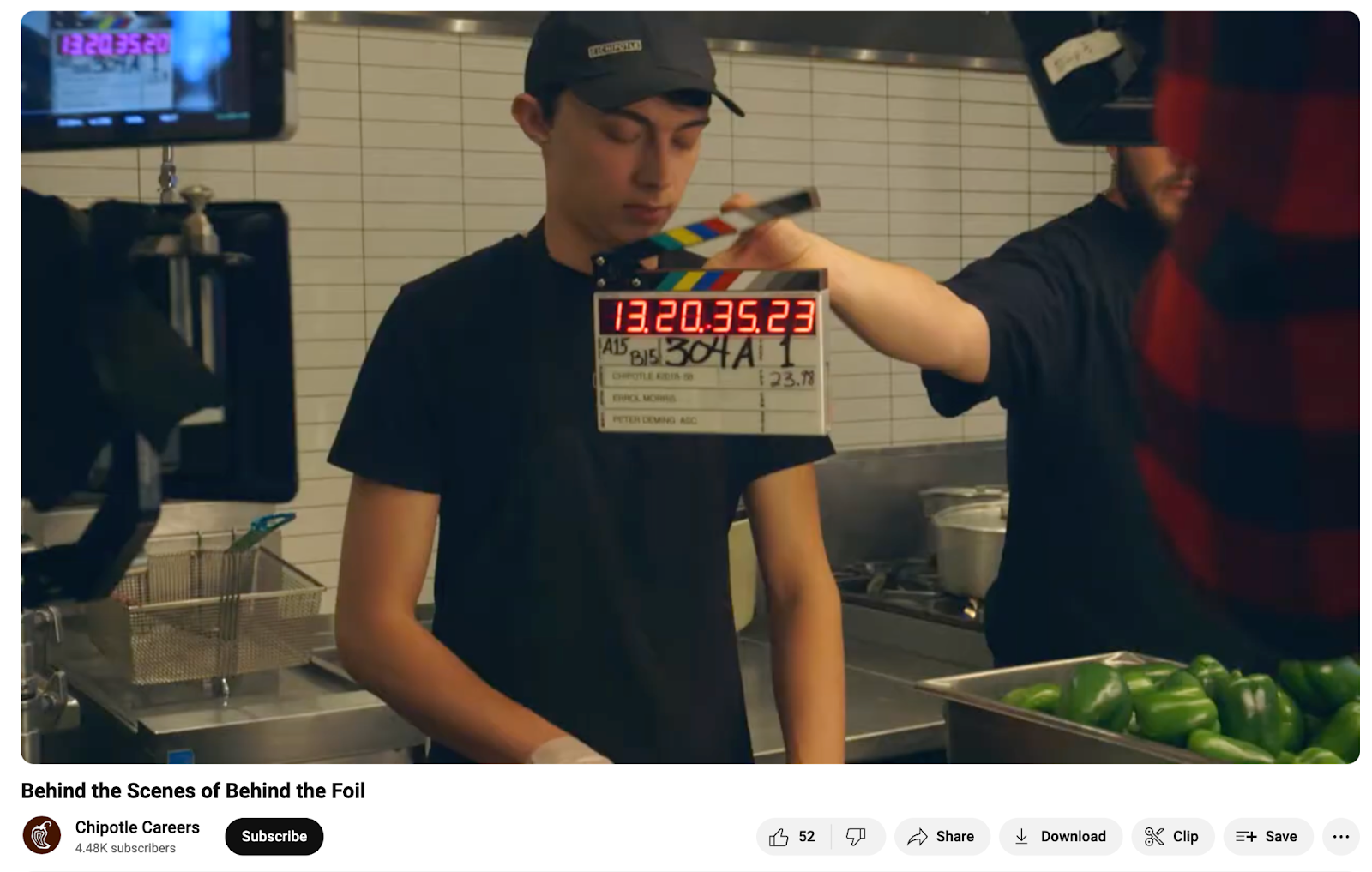 Scenes from Chipotle's "Behind the Foil" promotional YouTube video