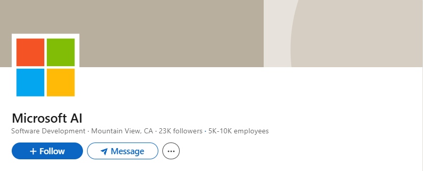 Microsoft's LinkedIn account dedicated to artificial intelligence. 