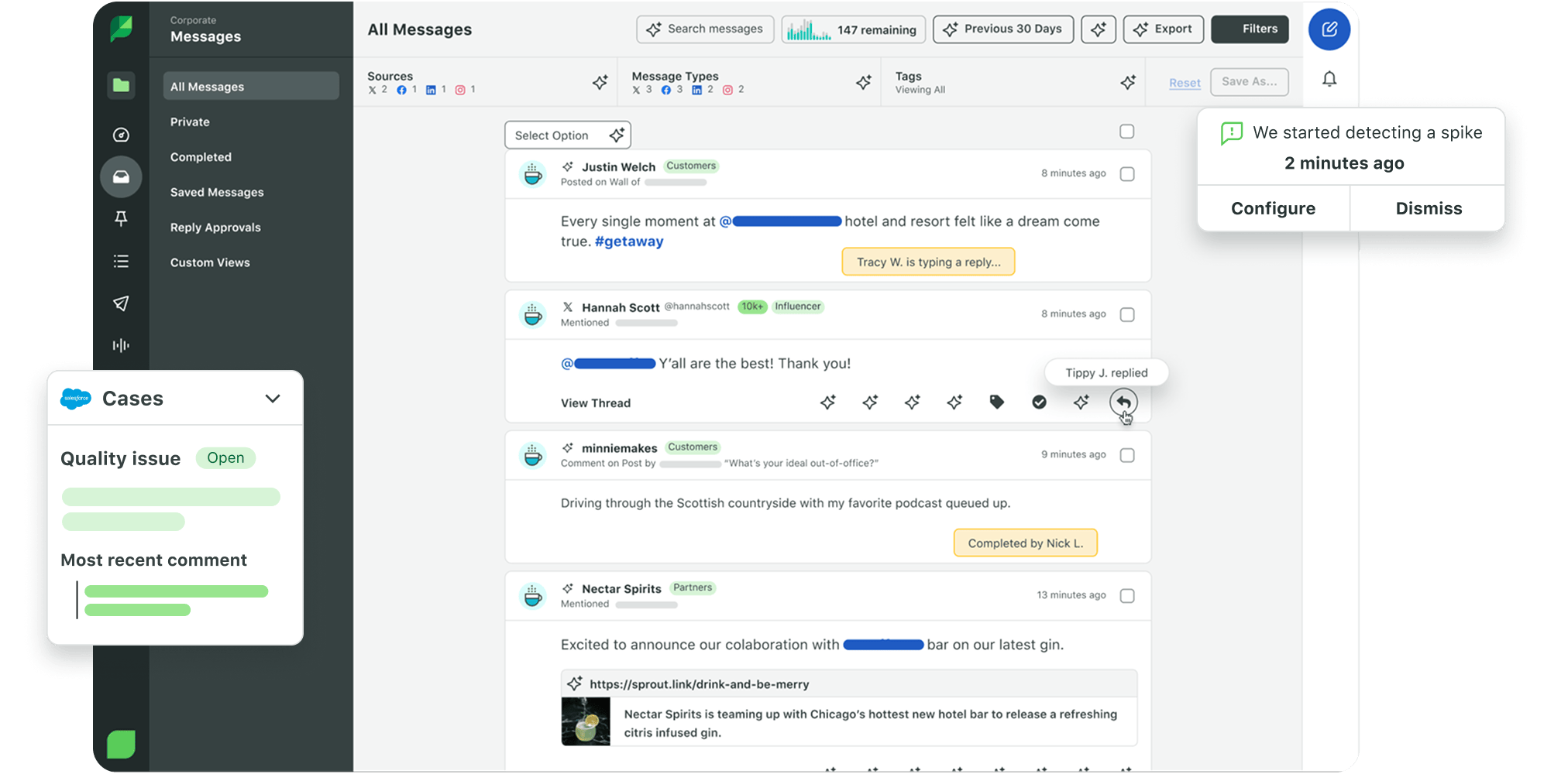 Interface of Sprout Social's Smart Inbox