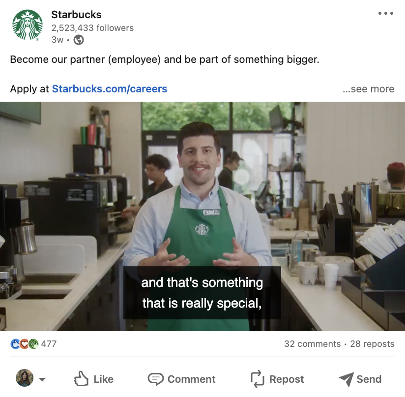 A screenshot of a LinkedIn post featuring employees talking about what it's like to work at the company.