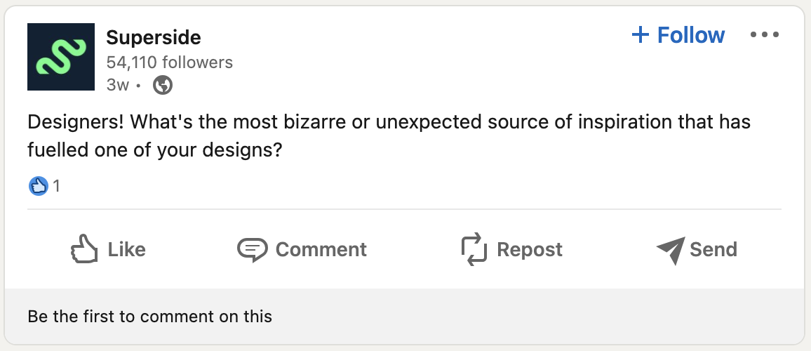 A screenshot of a LinkedIn post from Superside